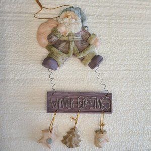 Pastel Santa Hanging Mobile Ornament Christmas Tree Mitten Star Winter Greetings